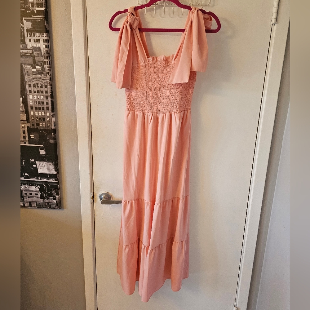 Light pink tie strap maxi dress